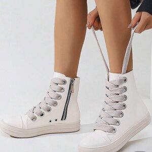 Women's Off White High-Top Sneakers